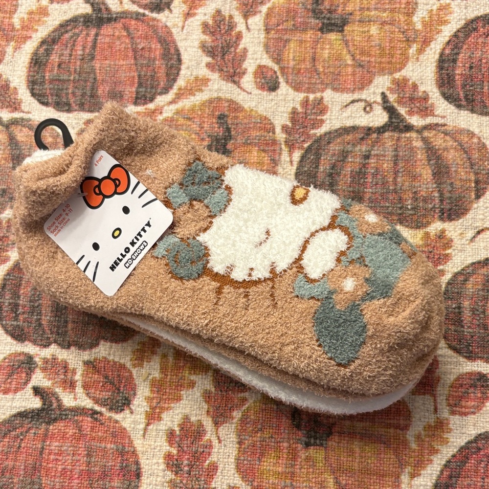 Hello Kitty Tan and Blue Cozy Socks